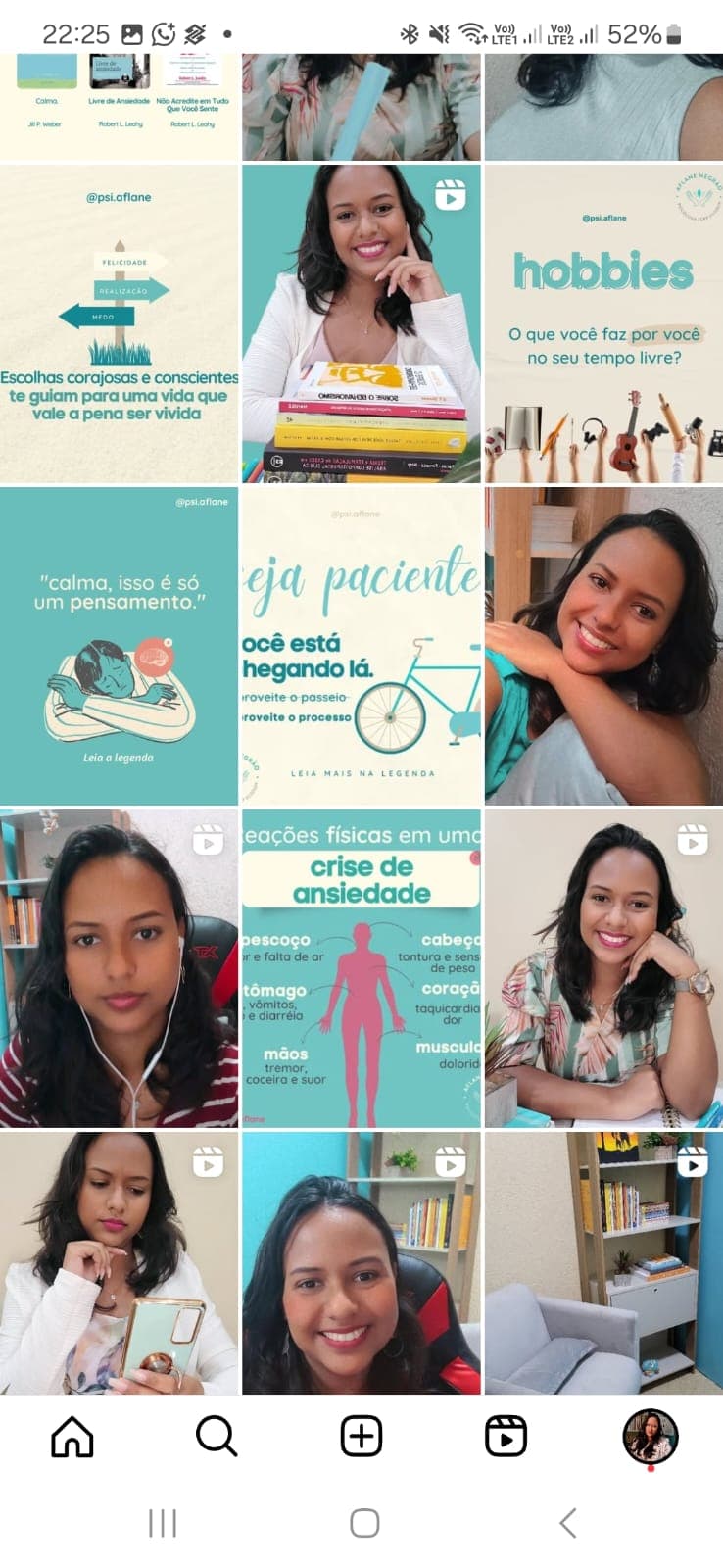 Conteúdo sobre terapia no Instagram da Aflane Negrão