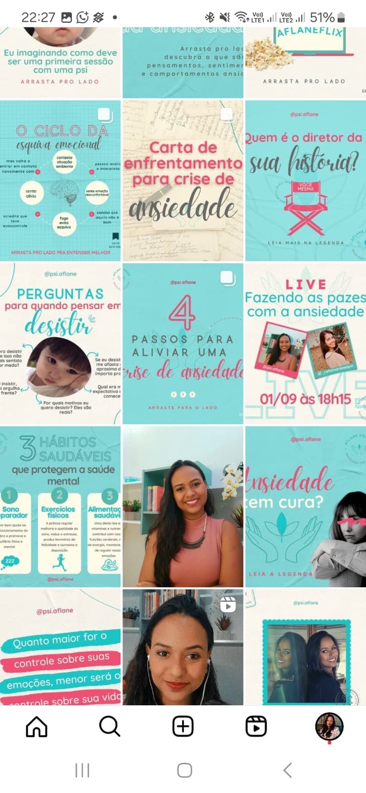 Dicas para lidar com ansiedade no Instagram da Aflane Negrão